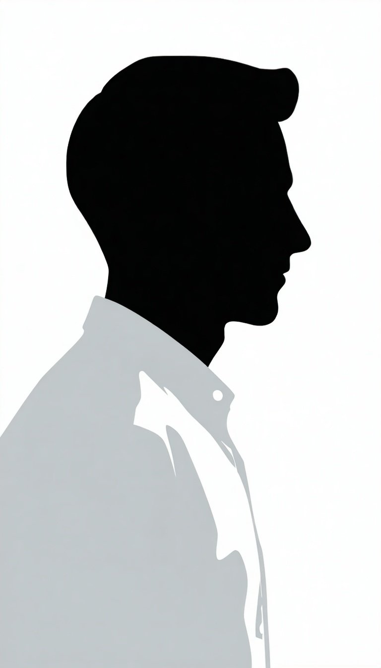 The illustration features a generic male figure designed as a placeholder for an employee headshot intentionally lacking distinct facial features to maintain a neutral and universal appearance The figure has a simple silhouette with a clean and profe